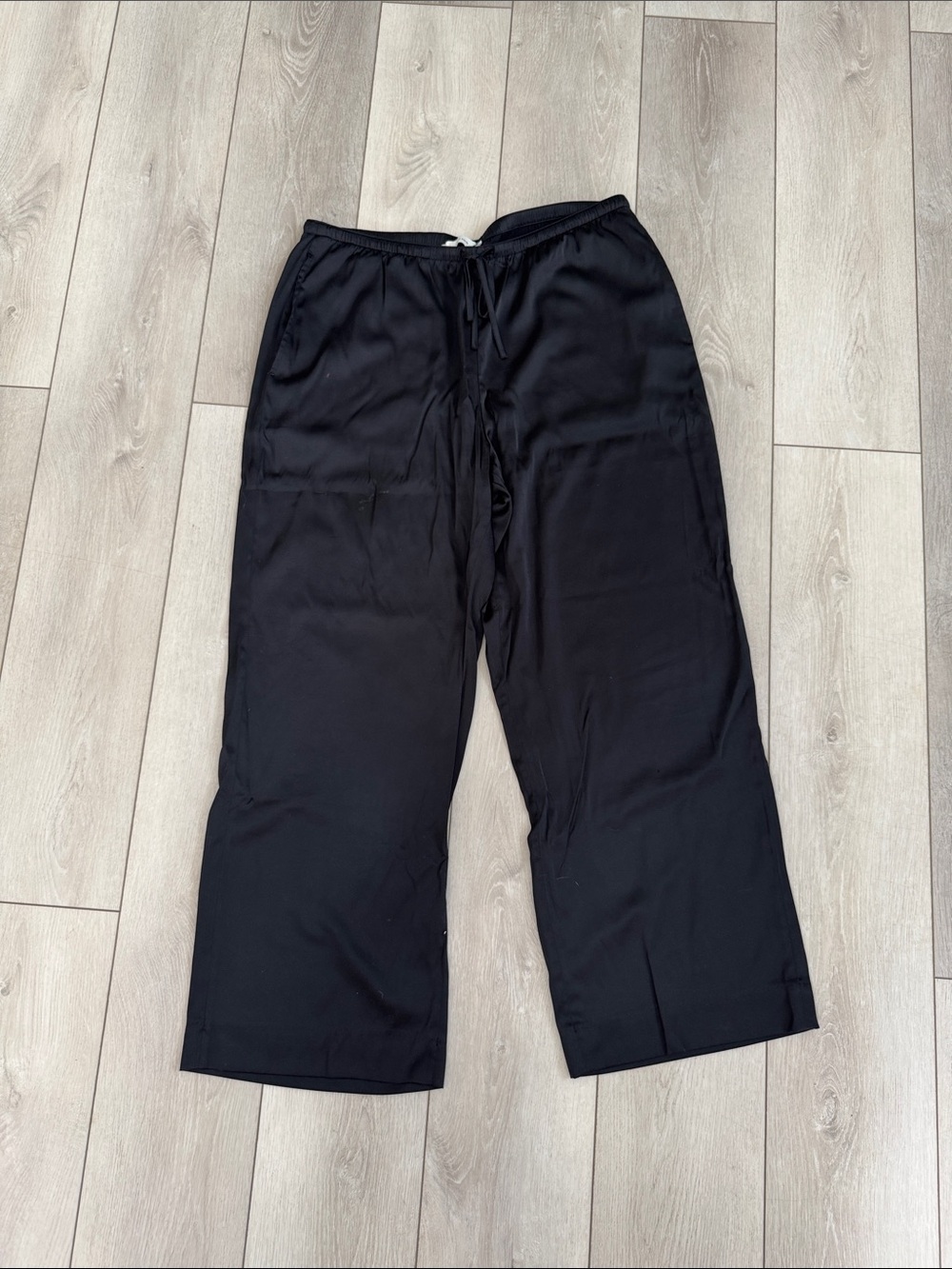 Abercrombie & Fitch Satin Black Wide-Leg Drawstring Pants